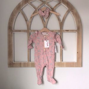 Jessica Simpson Pink Printed Footie/Headband Set